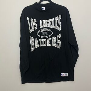 Vintage 90s Russell Athletic Mens Black LA Raiders NFL Football T-Shirt Size XL